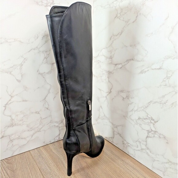Nine West Women's Sancha Black Leather Knee-High Stiletto Boots Wide Calf 6.5 - Picture 9 of 14